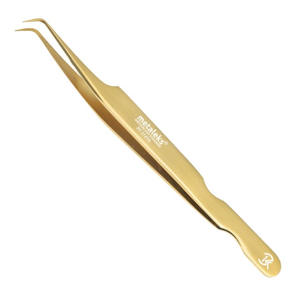 Professional Lash Golden Tweezers for Eyelash Extension Hand Crafted Japanese Stainless Steel Precision Tweezers (90° Angular Tip.)