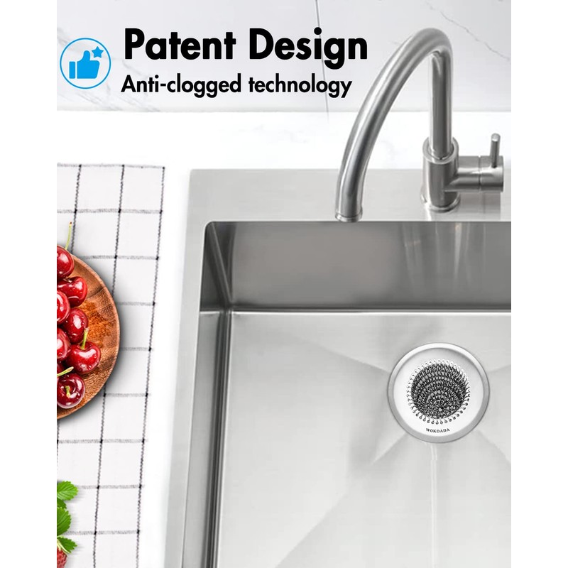 Sink Drain Strainer, Reversible Easy Clean Mesh Sink Strainer with