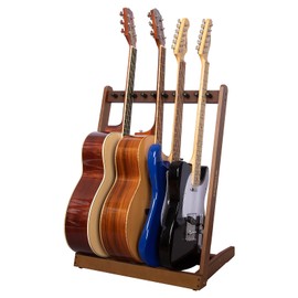STRICH Guitar Stand for Multiple Guitars, Guitar Rack Hardwood for 3 Acoustic Guitars or 5 Electric Guitar, Padded Multi Guitar Stand for Home, Studio, SMT-10 (4-Holder)