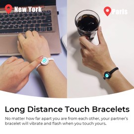 TOTWOO Valentine's Day Long Distance Touch Bracelets for Couples-Candy Series, Vibration & Light up for Love Couples Bracelets | Long Distance Relationship Gifts,Bluetooth Pairing Jewelry
