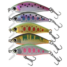 Night Army Fishing Tackle Lure, 0.16 oz (4.5 g), Attracting Trout Minnow, 5 Colors, Lure Set, Sinking Type, Stream Minnow (Trout Color)