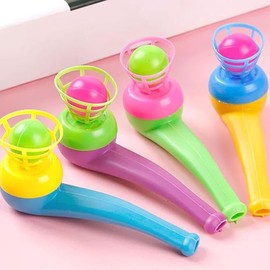 Mozff 4Pcs Ball Blowing Floating Blow Pipe Balls, Floating Ball for Birthday PartyBalance Game (Random Color)