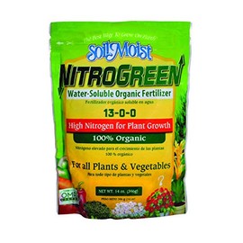 SoilMoist NitroGreen 100% Organic Fertilizer 14-oz High Nitrogen 13-0-0 for Plant Vegetable Growth