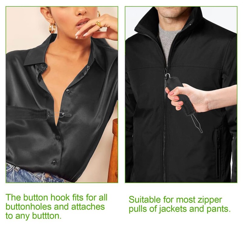 Button Hook and Zipper Pull,Disability Aids One Hand Buttons Aids