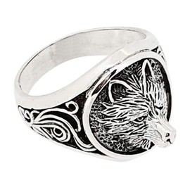 Treasure Bay Chunky Solid 925 Solid Silver Wolf Design Silver Ring For Men (R)