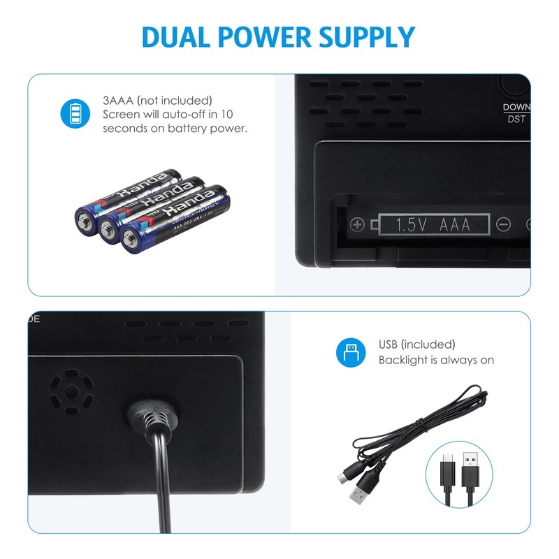 AMIR Digital Alarm Clock, [Upgraded Version] LED Clock for Bedroom,