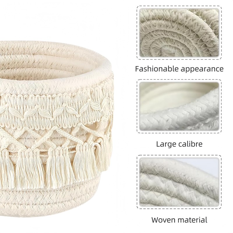 URCHUZE Boho Macrame Pen Holder Set, 2 Pieces, Desk Organiser