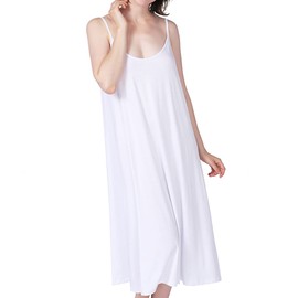 Lu's Chic Women's Nightgown Cami Cotton Sleepwear Plus Size Sleeveless Loungewear Soft Summer Night Pajama Sleep Dress Knee Length Nightwear White 3X