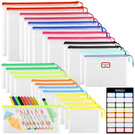 24PCS Mesh Zipper Pouch Storage Bags, 8 Sizes Board Game Bags, 12 Colors Reusable Pouches for Organizing, Organizer for Travel