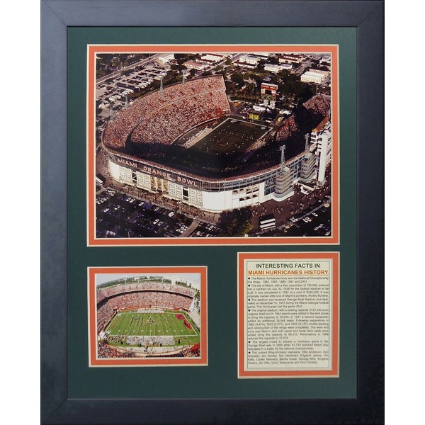 Legends Never Die Miami Hurricanes Miami Orange Bowl Framed Photo