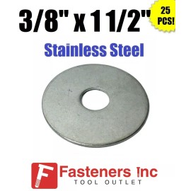 Star Stainless (Qty 25) 3/8" x 1 1/2" OD Stainless Steel Fender Washers Type 304