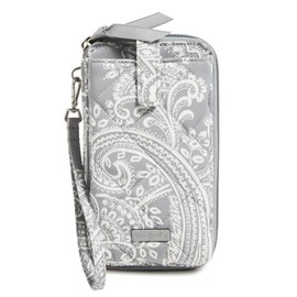 Vera Bradley Performance Twill Large Smartphone Wristlet with RFID Protection, Cloud Gray Paisley