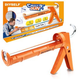 DIYSELF-Caulk-Gun-Drip-Free, Hand Caulking Tool with Smooth Rod, Caulking Gun Fits 10 oz Tube, 10:1 Thrust Ratio Silicone Gun for Bathroom, Kitchen, Windows, Door Frames, Small Repairs (Orange)