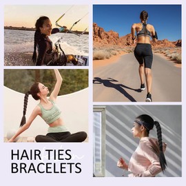 Colorful Ponytail Holders Hair Ties for Sports,Elastic Braided Hair Ties No Damage, Pony Tail Wrap for Long Hair for Gym, Swimming，Diving