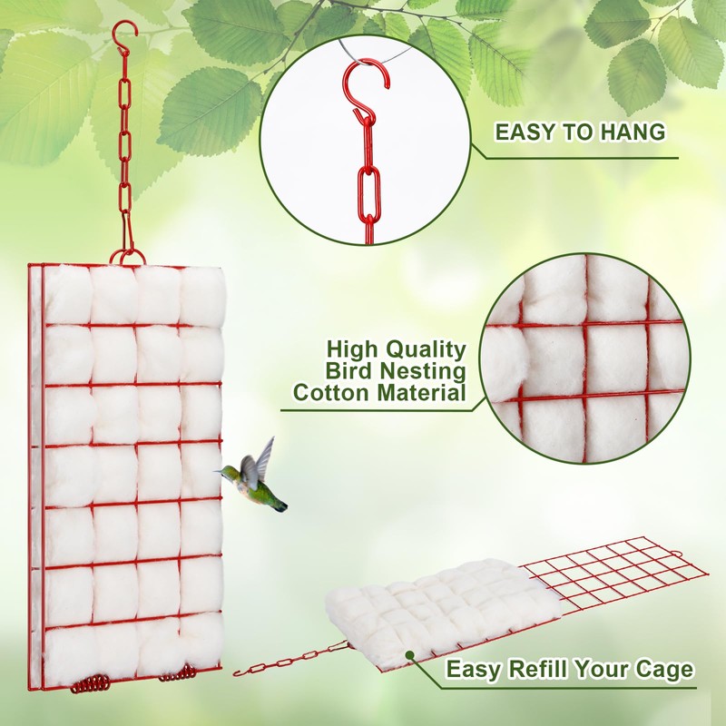 Tandefio 2 Pcs Hummingbird Nesting Material Kit Refillable Bird Nesting