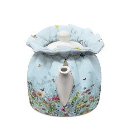 KUIFORTI Colorful Butterfly Tea Cozy Cover Floral Teapot Cozy Tea Pot Cover Decoration Teapot Cover to Keep Warm Green Kettle Cover Pad