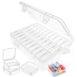30 Pcs Bead Organizer Box,Clear Small Plastic Containers with Hinged Lids,Mini Bead Storage Containers for Bracelet Making, DIY Jewelry Craft, Earring,Hardware and Nail