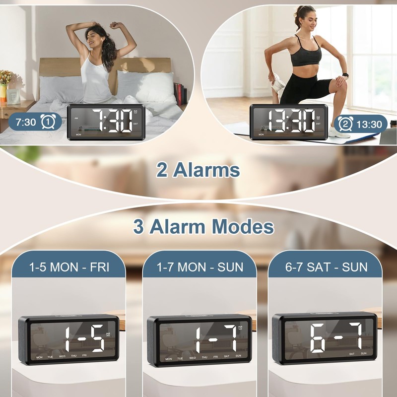 Ankilo Alarm Clocks Bedside, Digital Alarm Clock for Heavy Sleepers