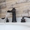 BATHLAVISH Oil Rubbed Bronze Bathroom Faucet 3 Hole 2-Handle Widespread
