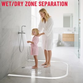 Shower Threshold Water Dam Barrier – 98in Self-Adhesive, Waterproof, Flexible Silicone, Customizable, Easy Install, Prevents Water Leakage & Slipping, Wheelchair Access