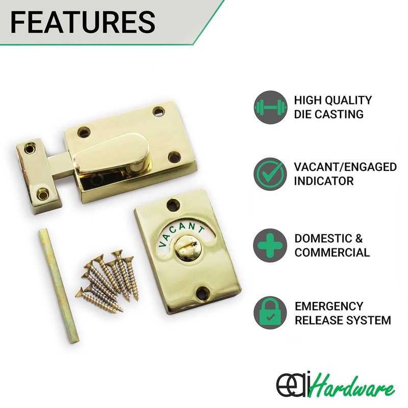 Toilet Indicator Bolt Vacant/Engaged Brass Plated