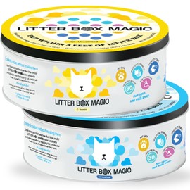 Litter Box Magic Cat Deodorizer Jar (16 Oz, Pack of 2) 1 Fresh & 1 Unscented - Air Freshener for Pet Smells from Litter Box - Odor Removing Litterbox Gel In A Jar - Odor Eliminator to Freshen Air