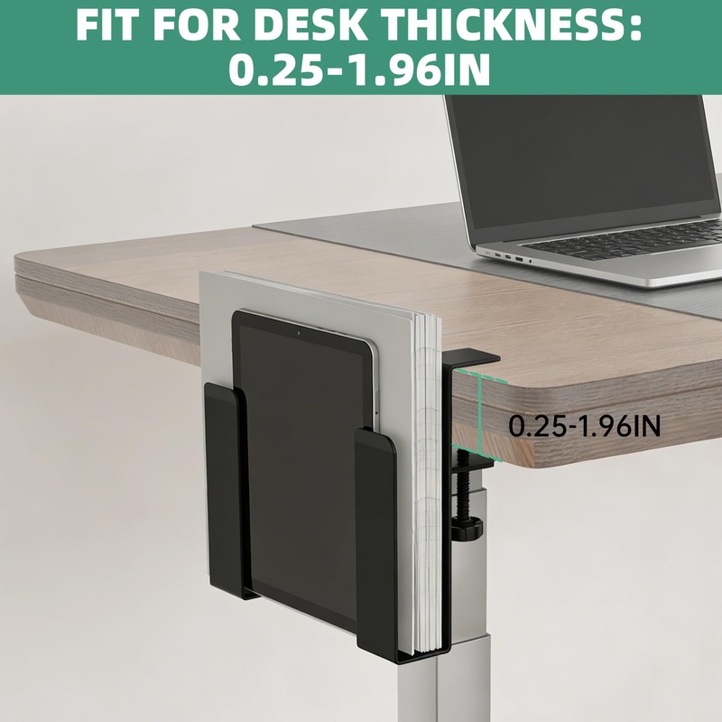 FOROIRON Adjustable Side Laptop Mount, No Drill Desk Storage Organizer,