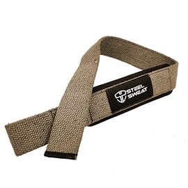 Steel Sweat - Lifting Wrist Straps for Weightlifting, Bodybuilding, Powerlifting, Strength Training, & Deadlifts - Padded Neoprene with 18 inch Cotton (Tan, Large)