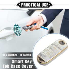 VekAuto Key Fob Cover Compatible for Mazda CX-3 CX-4, 3 Button Porcelain Pattern Fashion Soft TPU Gray Remote Keyless Smart Key Fob Case Protection Shell