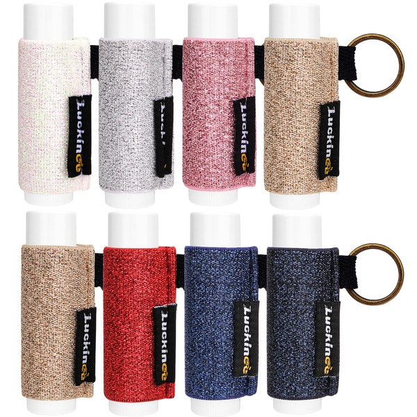 LUCKINEE 8PCS Lip Balm Holder Keychain Shinny Chapstick Holder Key