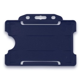 CKB LTD Lanyard with Card Holder - Includes 1x Eco-Friendly RPET Plain Safety Breakaway Lanyard Neck Strap with Metal Clip and 1x Matching Biodegradable Single Sided Rigid Plastic ID Badge (Navy)