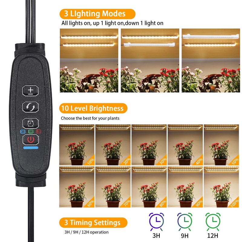 8.6'' Mini Two Strip Growing Lamp for Indoor Plants, 3000K