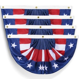 Arosche USA Patriotic Bunting Fan Flags 1.5x3 Ft Banner American Independence Day 4th of July Veterans Day Decorations Celebration Stars Party Supplies for Home Balcony Decor (Pattern E-4)