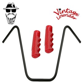 Original Lowrider 19" 22.2 Ape Handlebar Black 120mm Grips Sparkle/Red