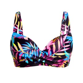 Black Leaves Women Underwire Bikini Top - Push Up Swim Top Only Bra Padded Swimsuit Tops 2025 Bathing Suit Tops L