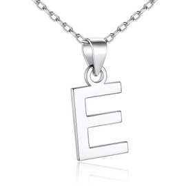 SILVERCUTE Initial E Name Necklace For Girls Womens Sterling Silver Chains Letter Pendant Necklaces Jewellery