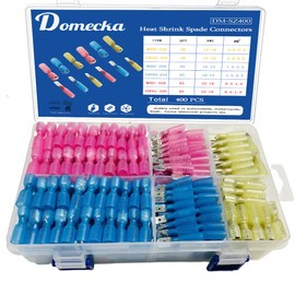 Domecka 400pcs Heat Shrink Spade Connectors Electrical Spade Terminal Wire Connectors ,Terminal insulated Quick Disconnect Wire Connectors Kit (400)