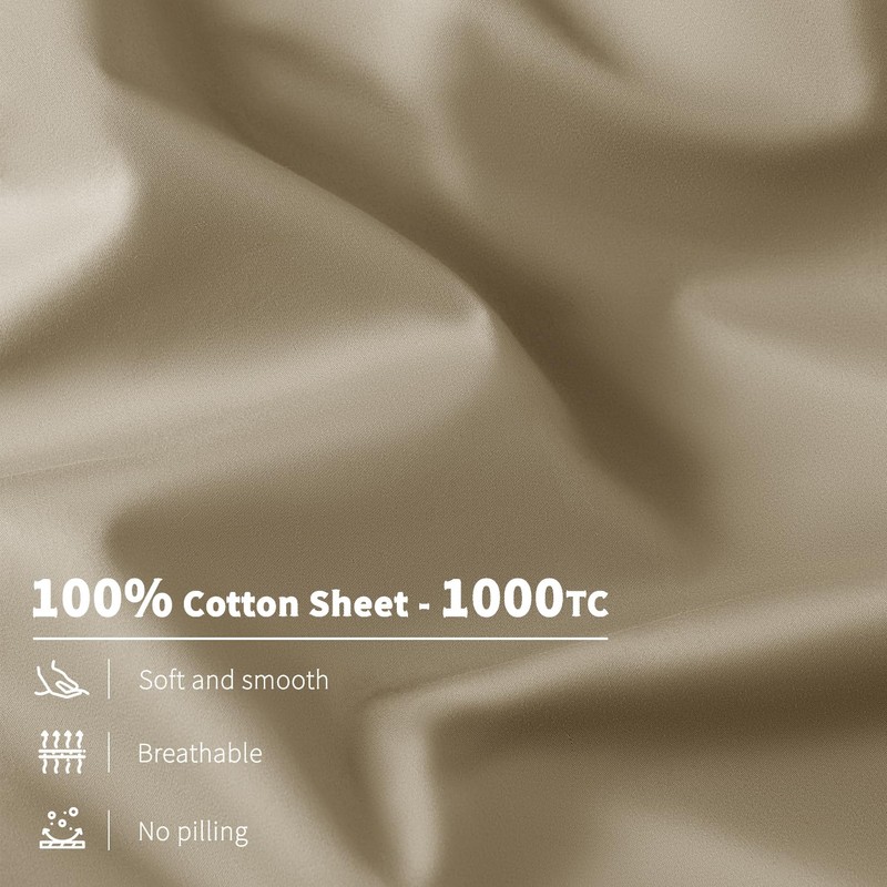 AiAngu 100% Egyptian Cotton Sheet Set 4 Piece, Luxury 1000