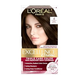 L'Oreal Paris Excellence Creme Permanent Hair Color, 4 Dark Brown