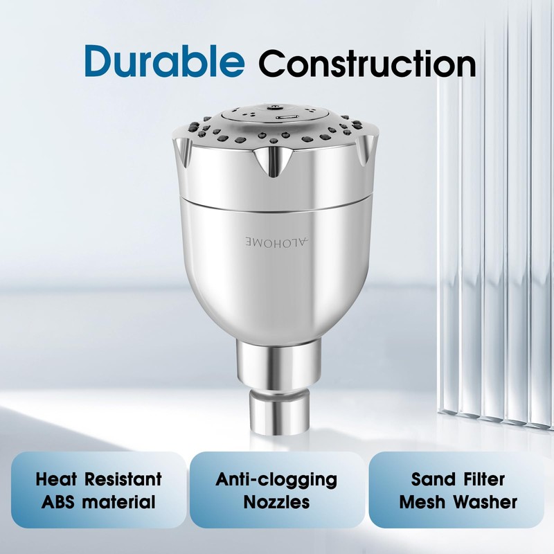 High Pressure Boosting Shower Head, ALOHOME 6 Powerful Spray Settings