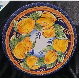 Z Gallerie Palermo Hand Painted Lemon 11.25" Dinner Plate Talavera Style lemons