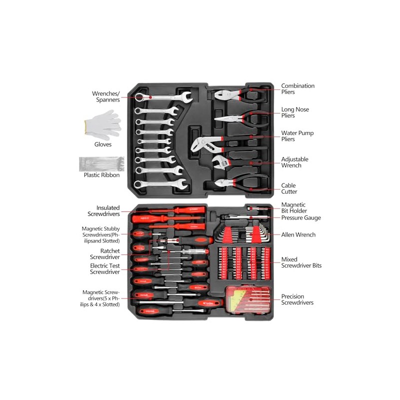 TLGREEN 799pcs Mechanic Tool Set with Aluminum Trolley Case,Home Repair