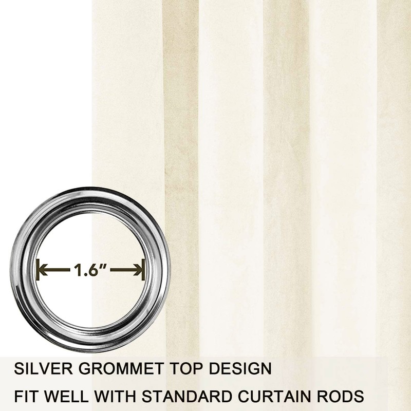 SMILETIME Ivory White 63 in Long Velvet Curtains with Grommet,