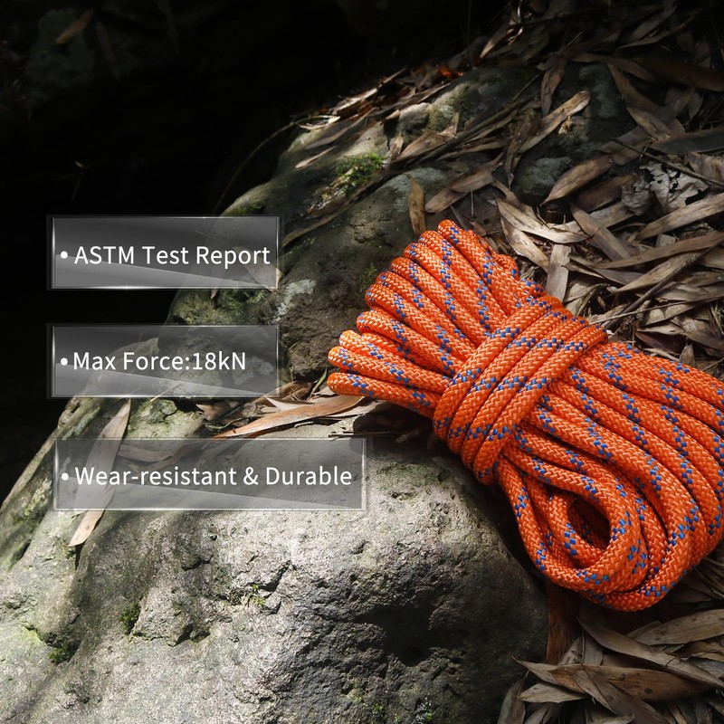 NewDoar Static Climbing Rope 10mm (3/8in) Double Braid Accessory Cord