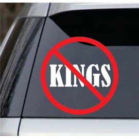 White 5.25 NO Kings President Window Sticker Decal – (Anti Trump Stop Resist Bumper Election) Good for Cars, Trucks, laptops, lockers etc