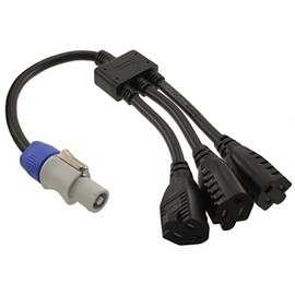 CablesOnline, 3-Way 16-inches 14AWG Stage Lighting Fixture Gray Power-Out Connector to 3X NEMA 5-15R Female Power Y-Splitter Adapter Cable, PC-KY301
