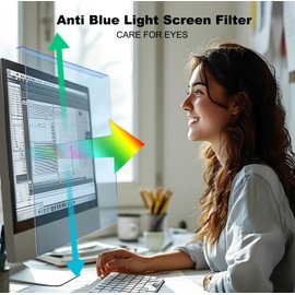 Anti-Blue Light & Anti-Scratch Screen Protector Shield for 20, 20.2, 21.5, 21.6, 22 Inches Desktop Computer Monitor, Hanging Block Filter Panel for Eye Protection
