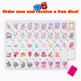 Wholesale  New Blue White Porcelain Acrylic Laser Engraving 4 Layer 160 Pcs American Mahjong TilesColor: Candy Pink Glitterville