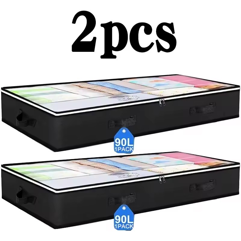 Non-Woven Fabric Storage Box Organizer with Lid - Foldable Clothes