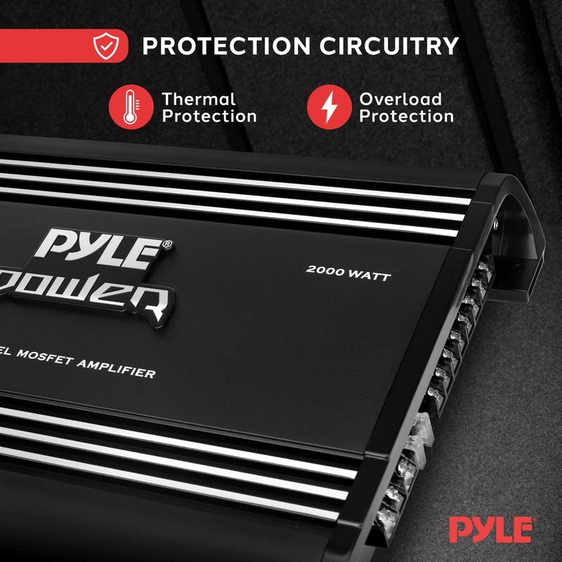 Pyle 2000W 4-Channel Car Stereo Amplifier - Bridgeable MOSFET Power